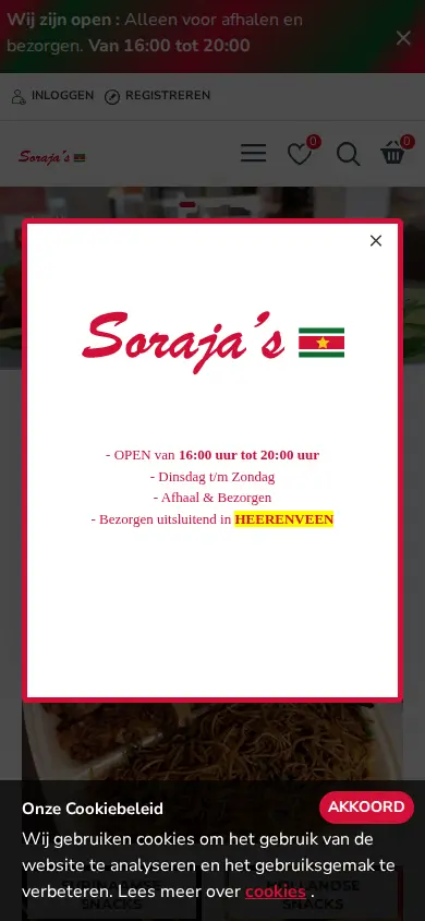 De huidige homepage van sorajas.nl op een telefoon